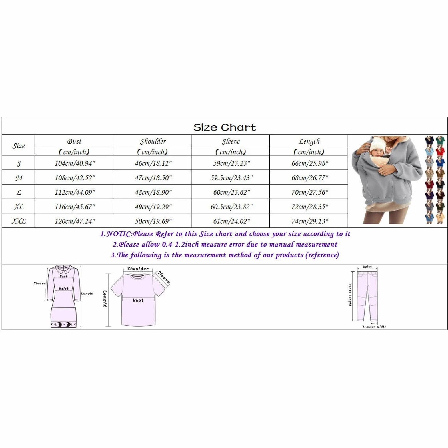 Hanraz Giacca premaman invernale con inserto per neonato, calda e morbida, giacca 2 in 1, in tinta unita, elegante cappotto premaman per donne incinte