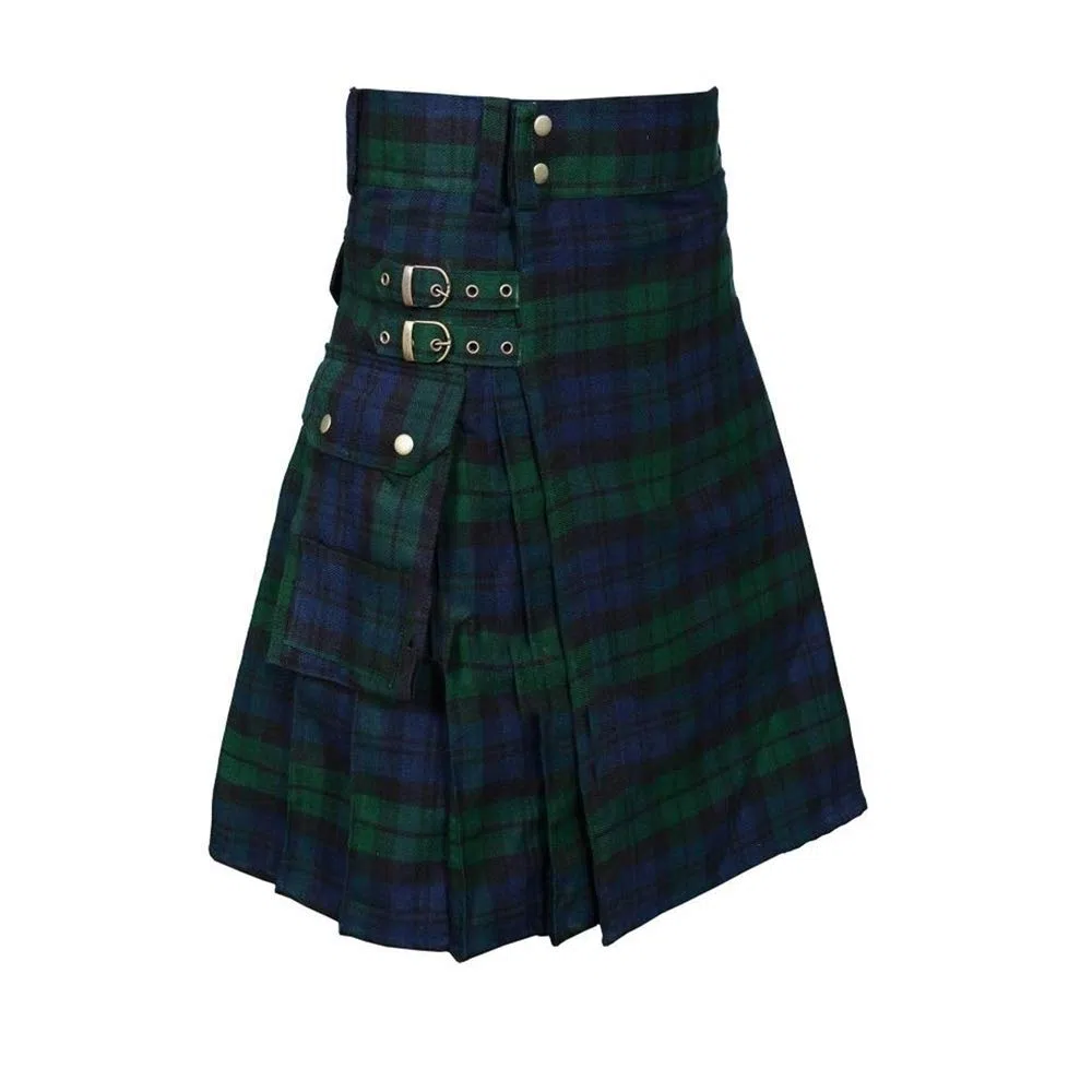 Kilt in Tartan per Uomo Kilt in Tartan con Cinghie e Ampie Tasche Cargo