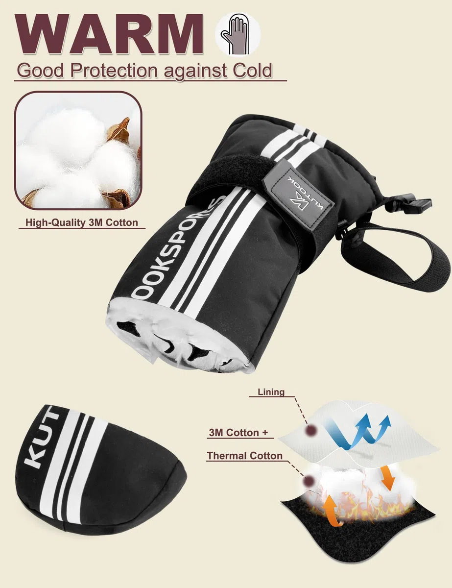KUTOOK Guanti da Sci e Snowboard Uomo e Donna Guanti da Sci Guanti da Neve Guanti Invernali Touchscreen Impermeabili Antivento per Sport Outdoor