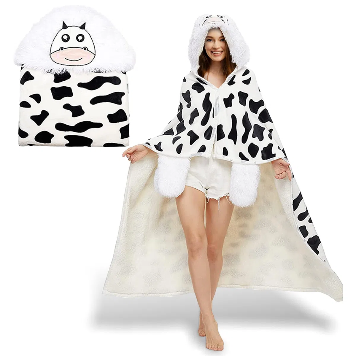 Mucca da latte Coperta portatile Coperta da divano Mucca da latte Regalo Coperta soffice per donne bambini per Natale 152 * 132cm
