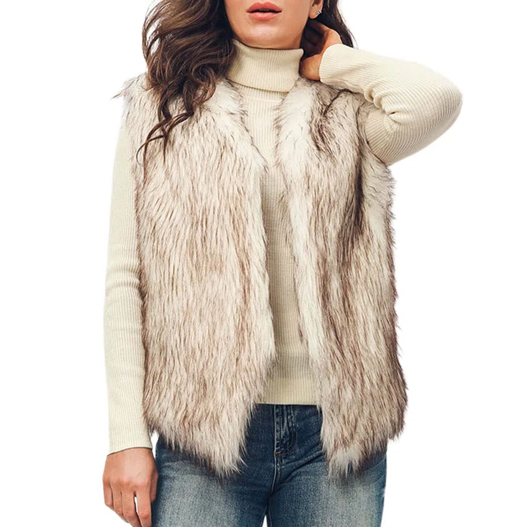 Gilet in pelliccia sintetica da donna Cappotto corto senza maniche Cappotto invernale Gilet caldo per la primavera, l'autunno e l'inverno
