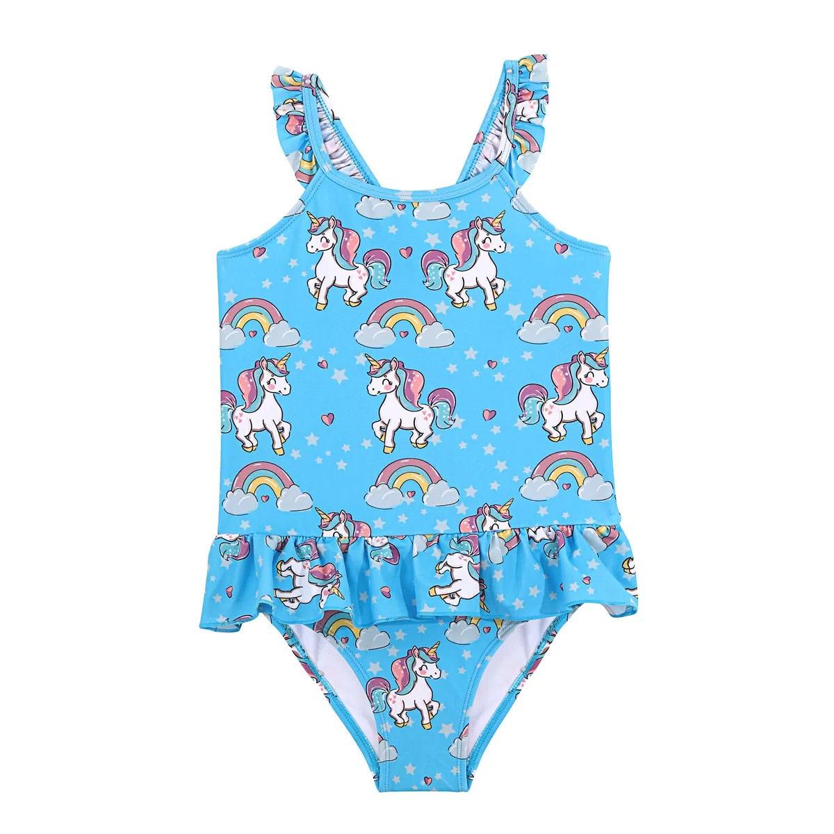 Costume Intero per Bambina Costume da Bagno Bimba Carino con Volant Costume Piscina per Vacanze Estive ad Asciugatura Rapida per 2~7 Anni