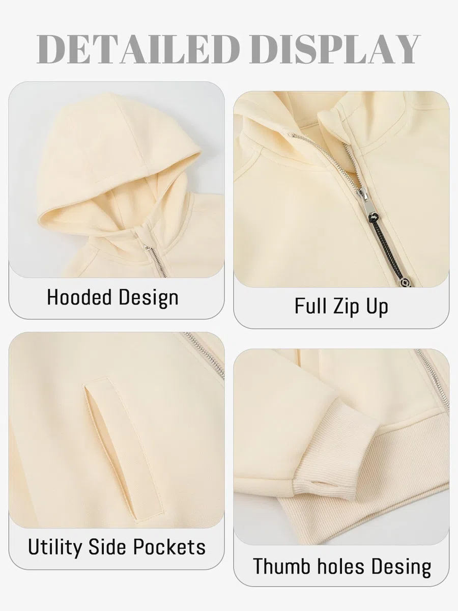 Rolanko Ragazze Felpa con Cappuccio con Cerniera, Cotone Giacca con Cappuccio a Maniche Lunghe Felpa con Tasche per Bambina