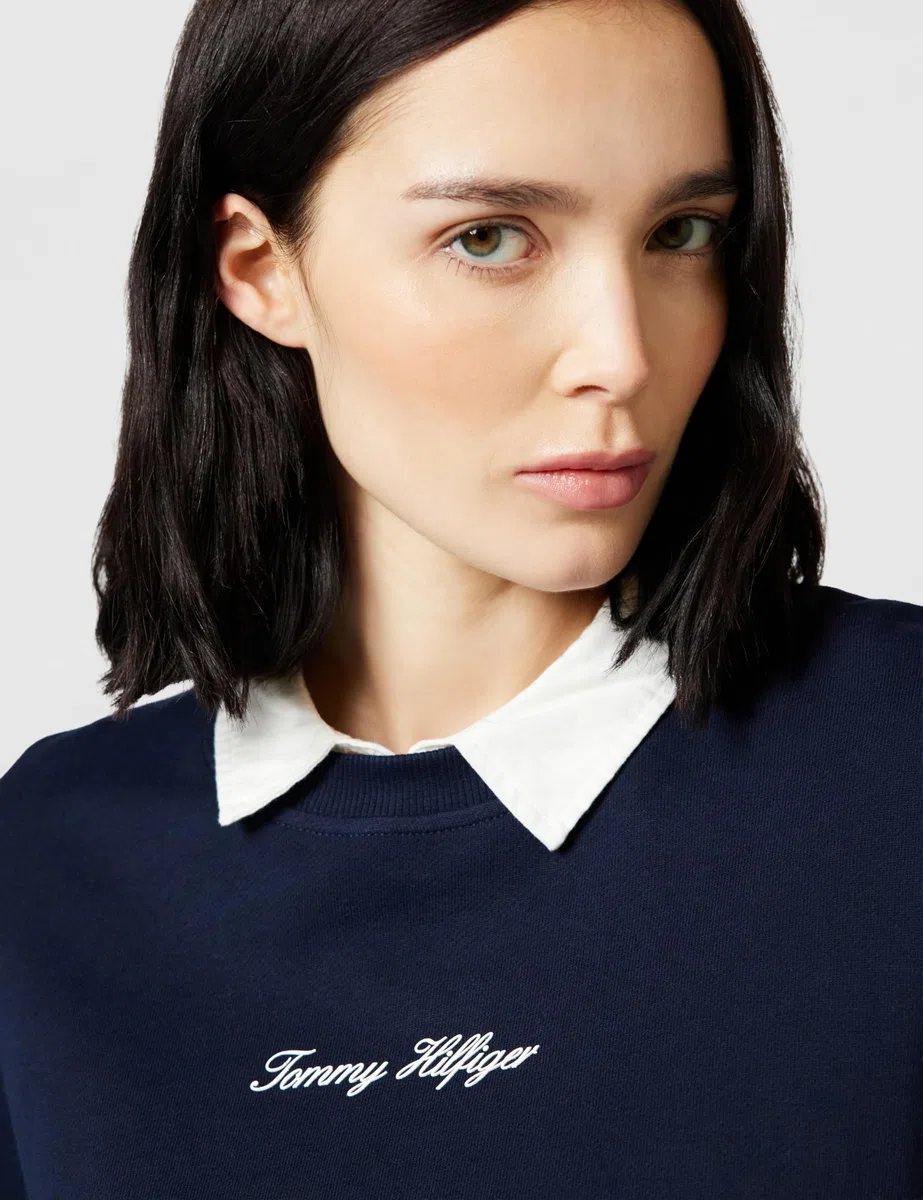 Tommy Hilfiger Donna Felpa Classic Script Terry Scollo Rotondo