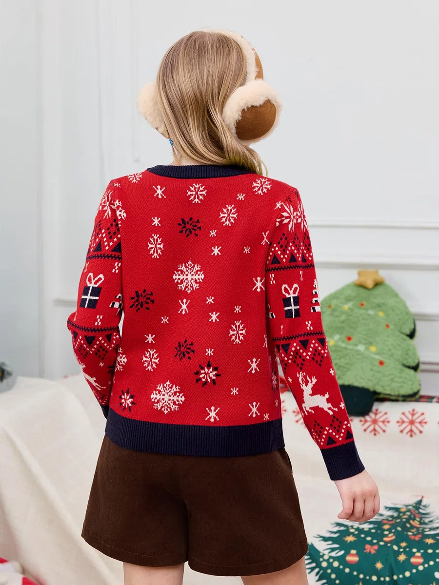 Saodimallsu Maglioni Natalizi Famiglia Donna Uomo Bambini Unisex Maglione di Natale Motivo Renna Maglione Invernale