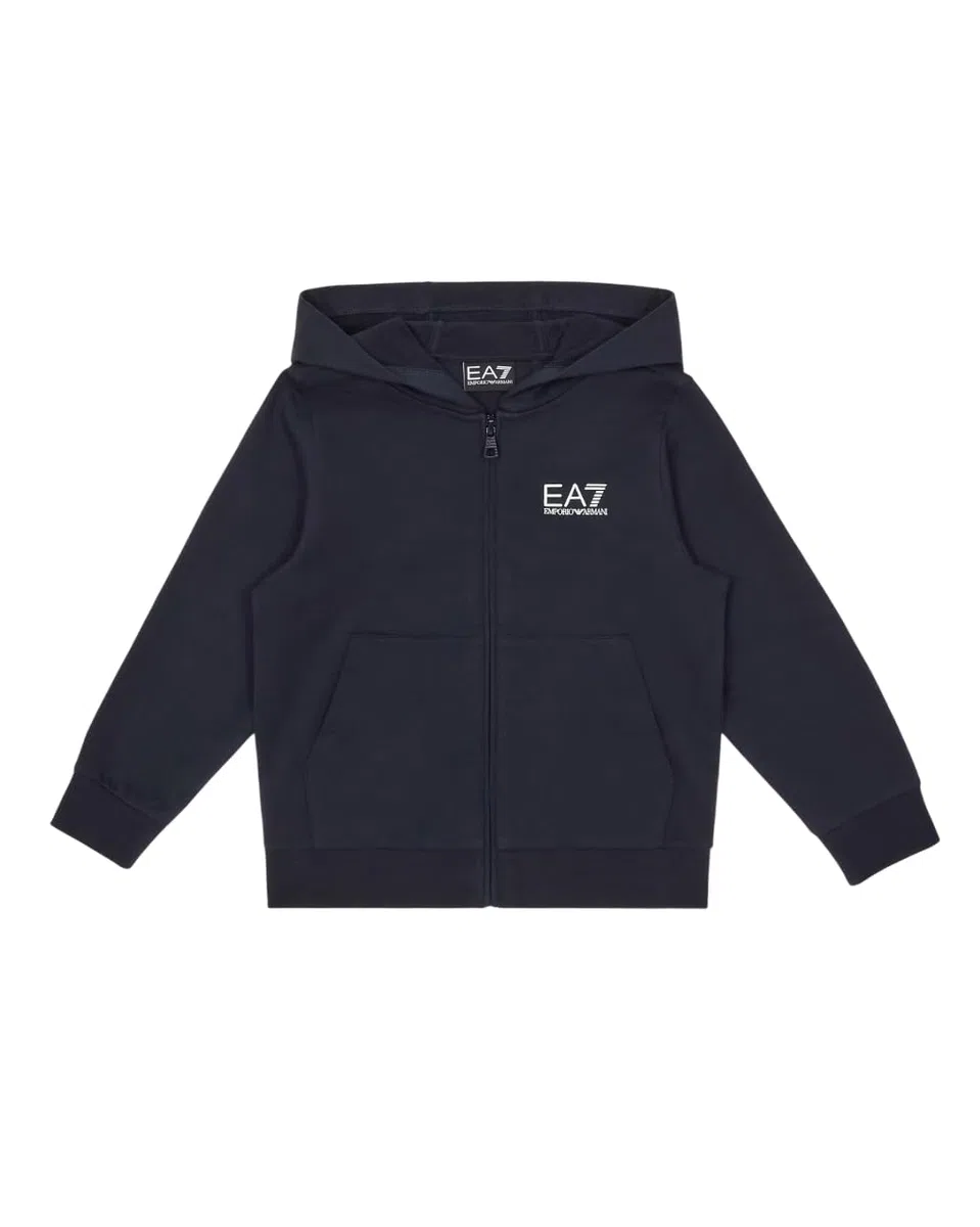 EA7 Emporio Armani Felpa Aperta con Cappuccio da Bambini e Ragazzi Core Identity Boy