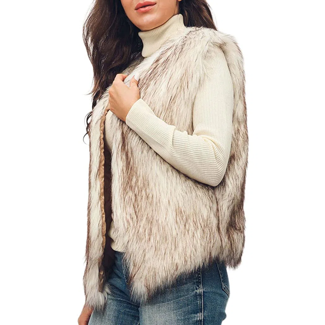 Gilet in pelliccia sintetica da donna Cappotto corto senza maniche Cappotto invernale Gilet caldo per la primavera, l'autunno e l'inverno