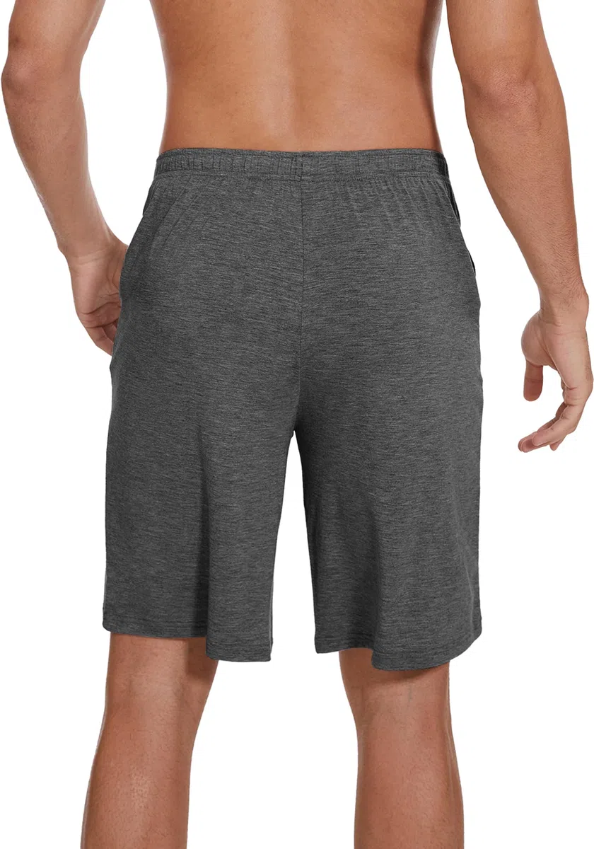 WiWi Mens Bamboo Viscose Pajama Shorts Lightweight Lounge Bottoms Soft Knit Sleep Short Pants Loungewear with Pockets S-3X