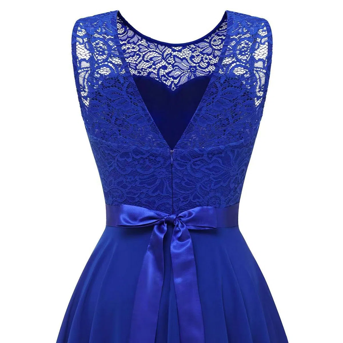 Abito Elegante Donna Vestito Cerimonia con Pizzo Senza Maniche Tinta Unita, Abito Elegante Vestiti Estivi Corti Leggero Vita Alta Linea A Vestitino Mare da Spiaggia Festa Matrimonio Cocktail Party