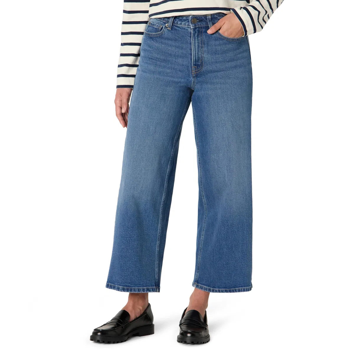 Amazon Essentials Jeans Cropped a Vita Alta con Gamba Larga Donna