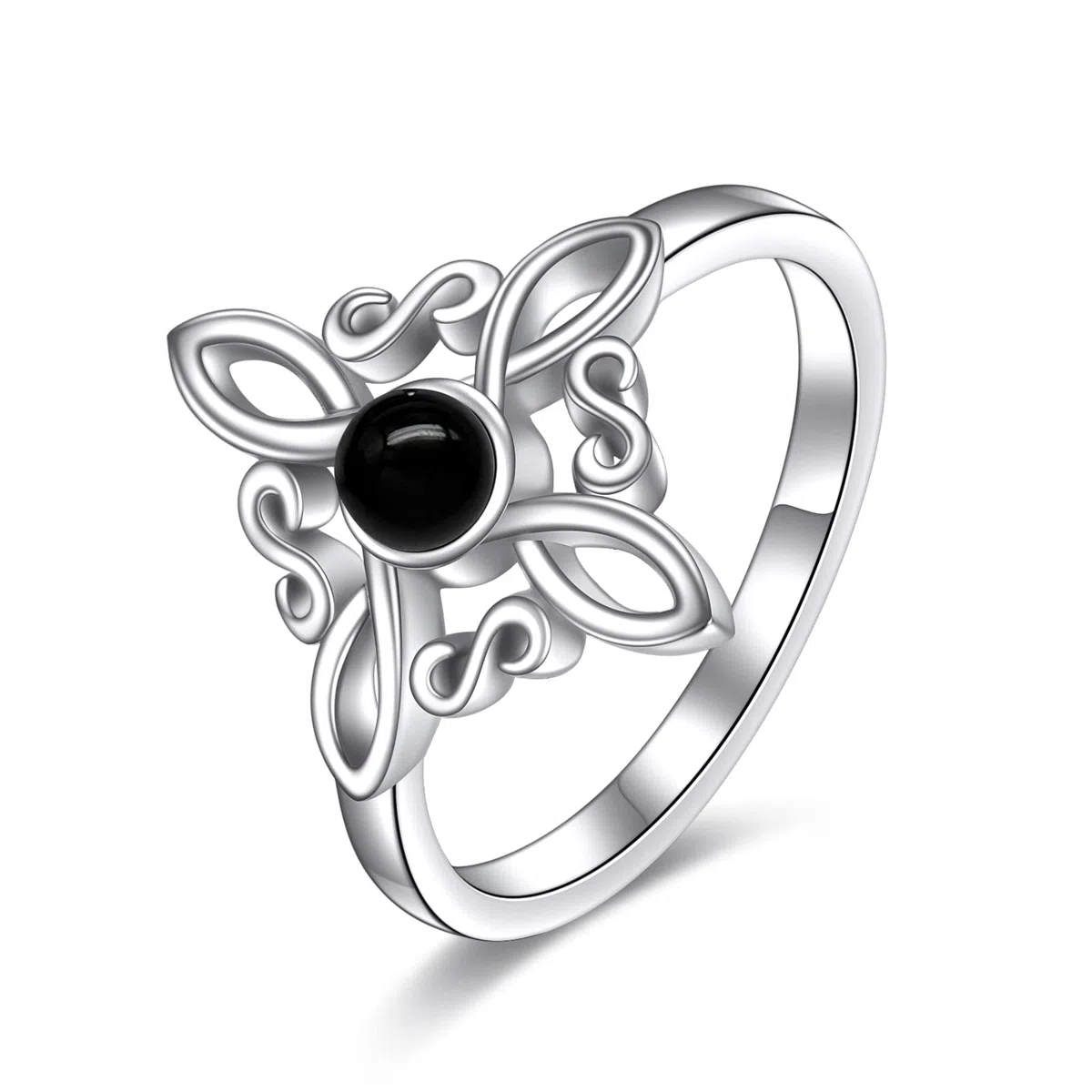 Anelli con nodo di strega, in argento Sterling, magici, onice nero, gioielli pagani, croce celtica, gioielli per donne e ragazze