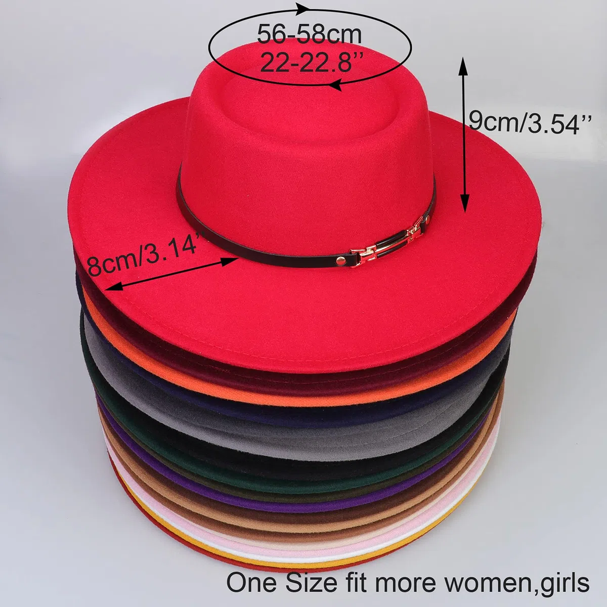 Cappello classico con finta pelle e nastro Jazz Fedora Panama grande bordo compleanno Natale