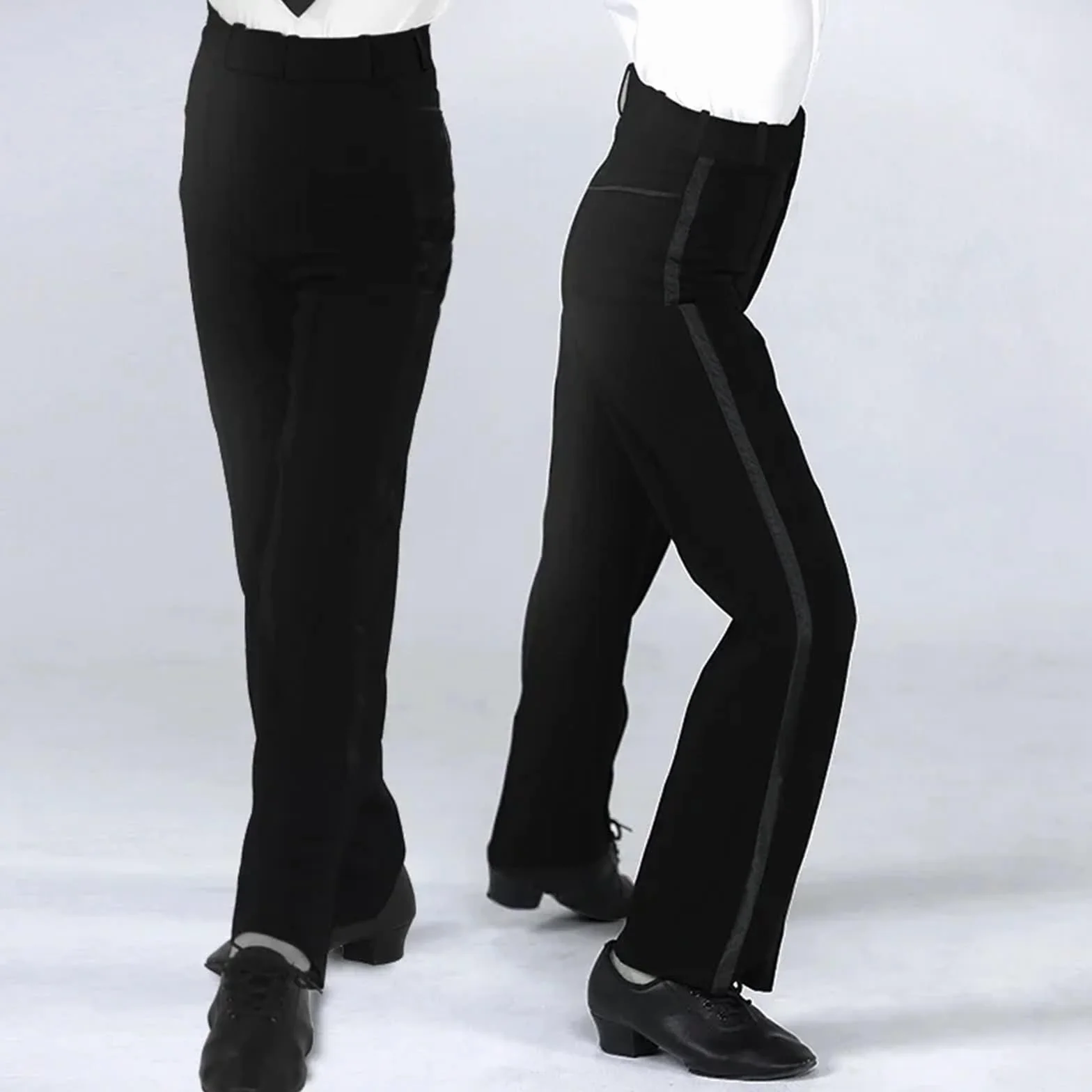 Pantaloni da Ballo Latino da Uomo Pantaloni da Ballo Latino Uomo, Moderni Sala, for Ragazzi, Ballerino Neri in Raso(Size 1.8 Waist 64)