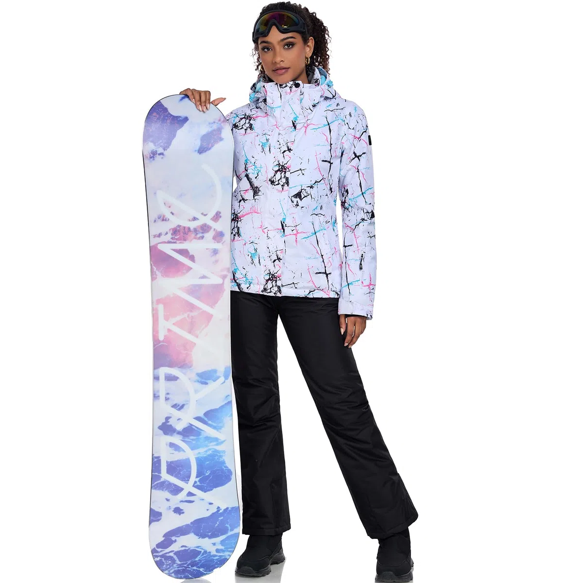 HOTIAN Giacca da sci da Donna e pantaloni Set, Giacca invernale Donna Calda,Pantaloni Da Sciimpermeabili E Cappotto,per Il Lavoro All'aperto Sci Pesca Equitazione Moto