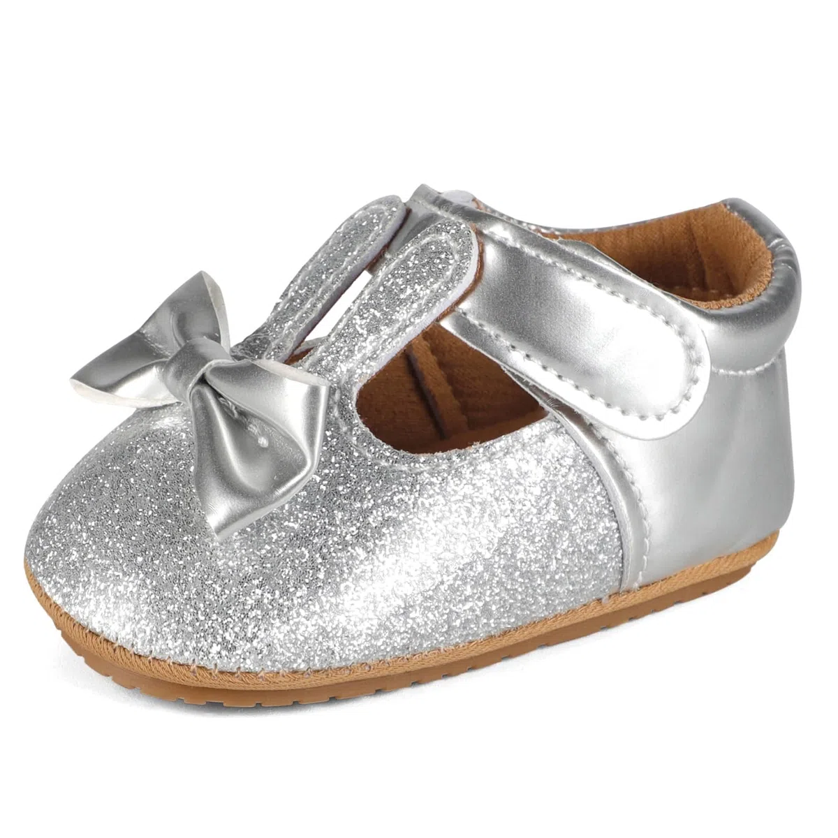 LACOFIA Scarpe Primi Passi Bambina Scarpe Battesimo Neonata Antiscivolo Scarpe T-Strap Eleganti Cerimonia 3-18 Mesi
