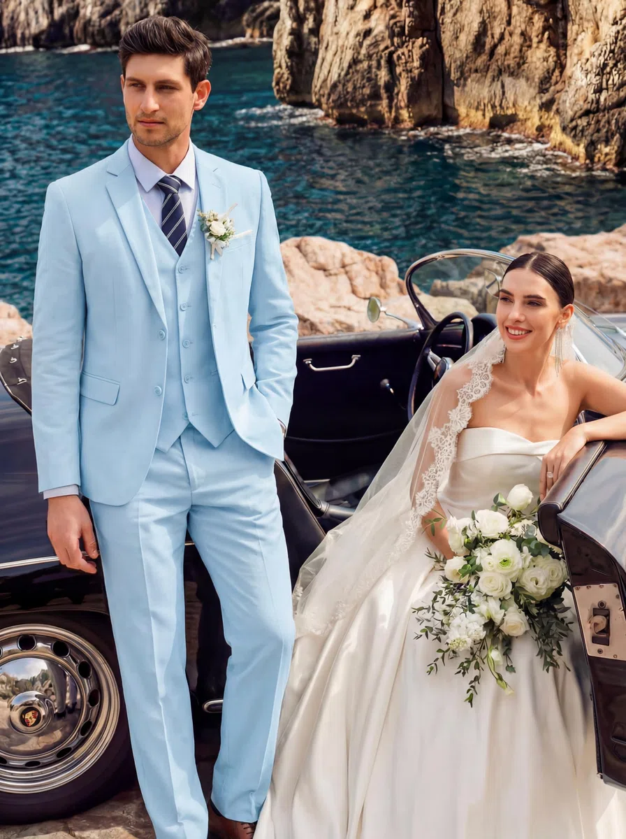 COOFANDY Completo da uomo in 3 pezzi in lino, casual, leggero, giacca, gilet, pantaloni, set per matrimonio, lavoro, ballo di fine anno