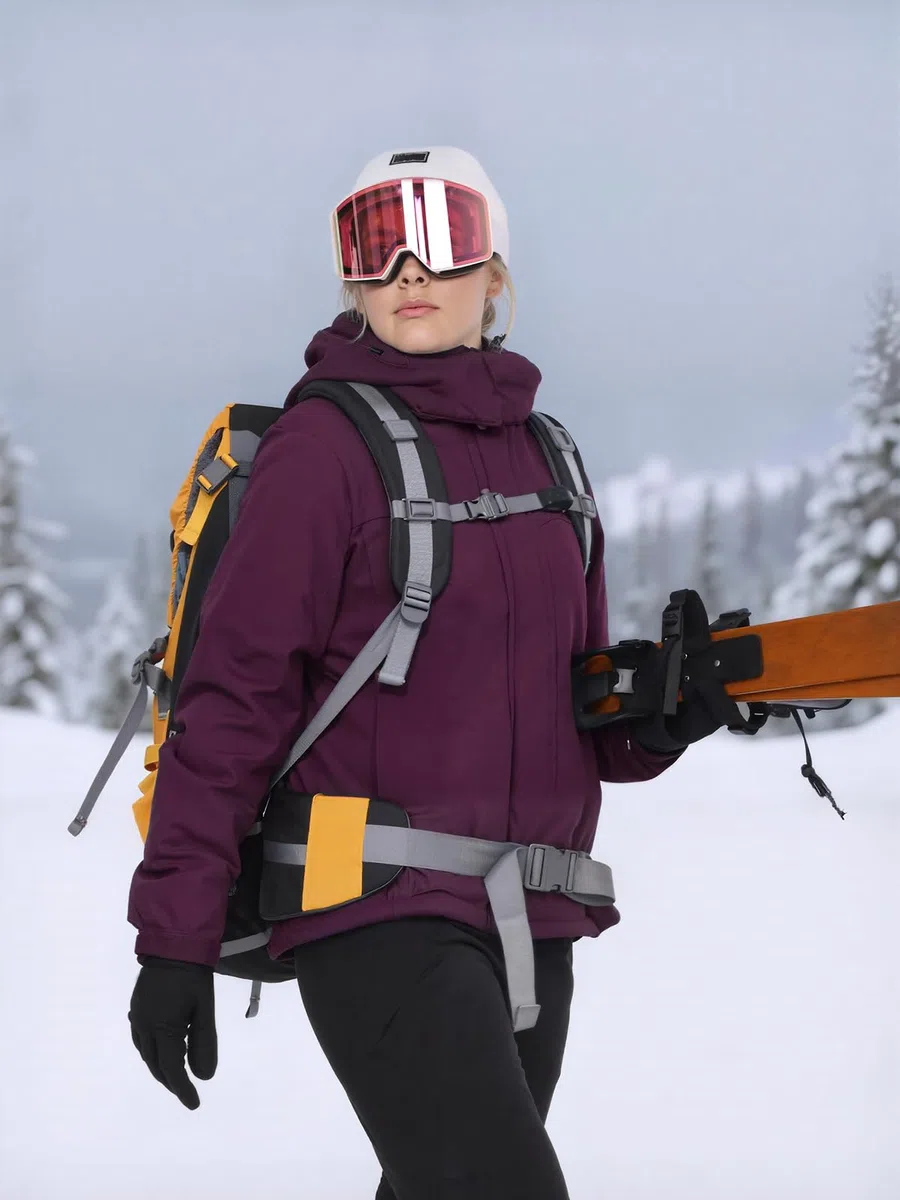 OutPro Giacca da sci invernale da donna, in pile caldo, impermeabile, da snowboard