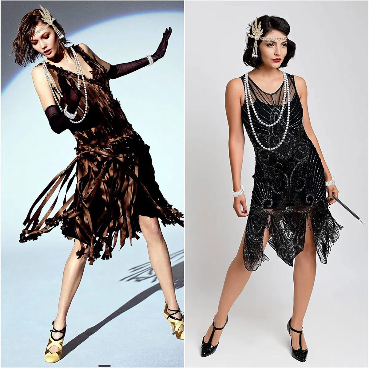 TUIBEIDAMAI Accessori Anni 20 Donna Gatsby Set, Accessori Charleston Donna Snni 20, Gatsby Stile Kit, Grande Gatsby Accessori Donna, per la Festa degli Anni '20, Halloween Ballo, Natale