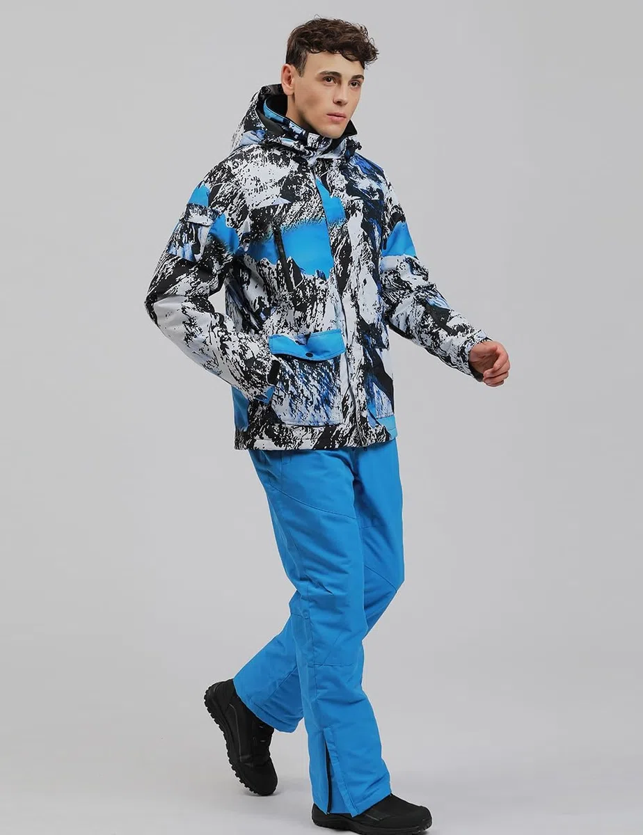 HOTIAN Giacca da sci da Uomo e pantaloni Set, Giacca invernale Calda,Pantaloni Da Sciimpermeabili E Cappotto,per Il Lavoro All'aperto Sci Pesca Equitazione Moto