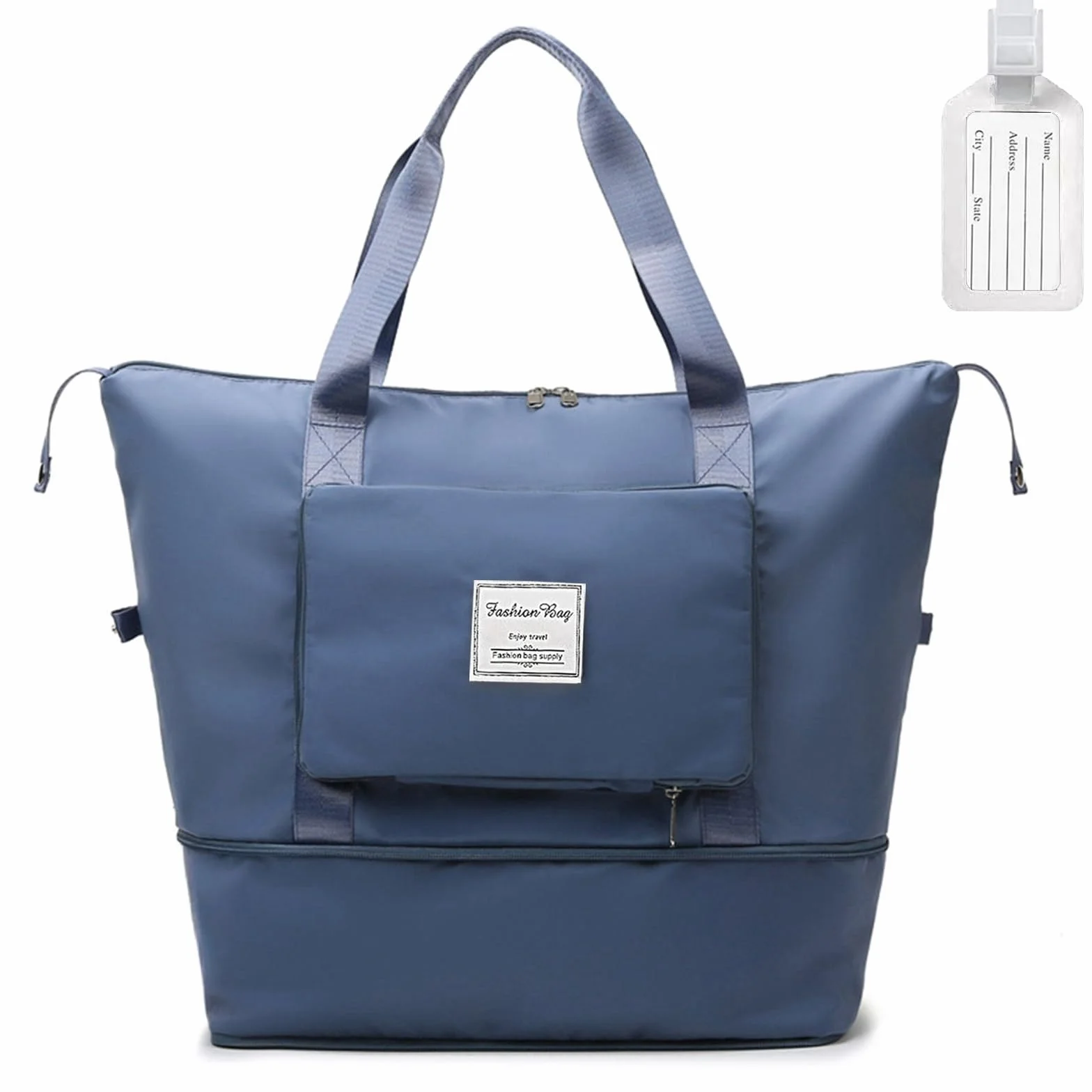 Flintronic Borsa da Viaggio Pieghevole con Etichetta Bagaglio,Impermeabile Grande Capacità Borsa Sportiva da Palestra con Cerniera per Viaggio Gite con Asciutta e Bagnata