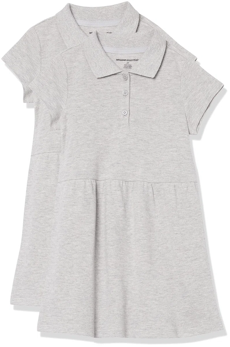 Amazon Essentials Vestito Polo in piqué a Maniche Corte Bambine e Ragazze, Confezioni Multiple