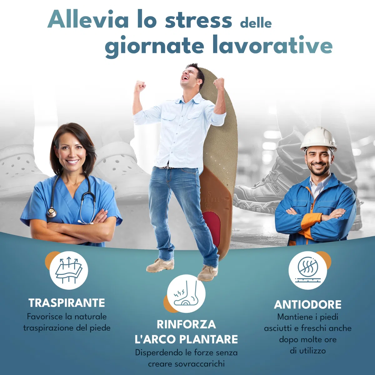 Solette Saluber Style Daily 405, ortopediche, Tecnologia Poron+ Ammortizzante, Solette Scarpe ad Azione Traspirante Antiodore, Uomo e Donna, Assorbono Shock (42)