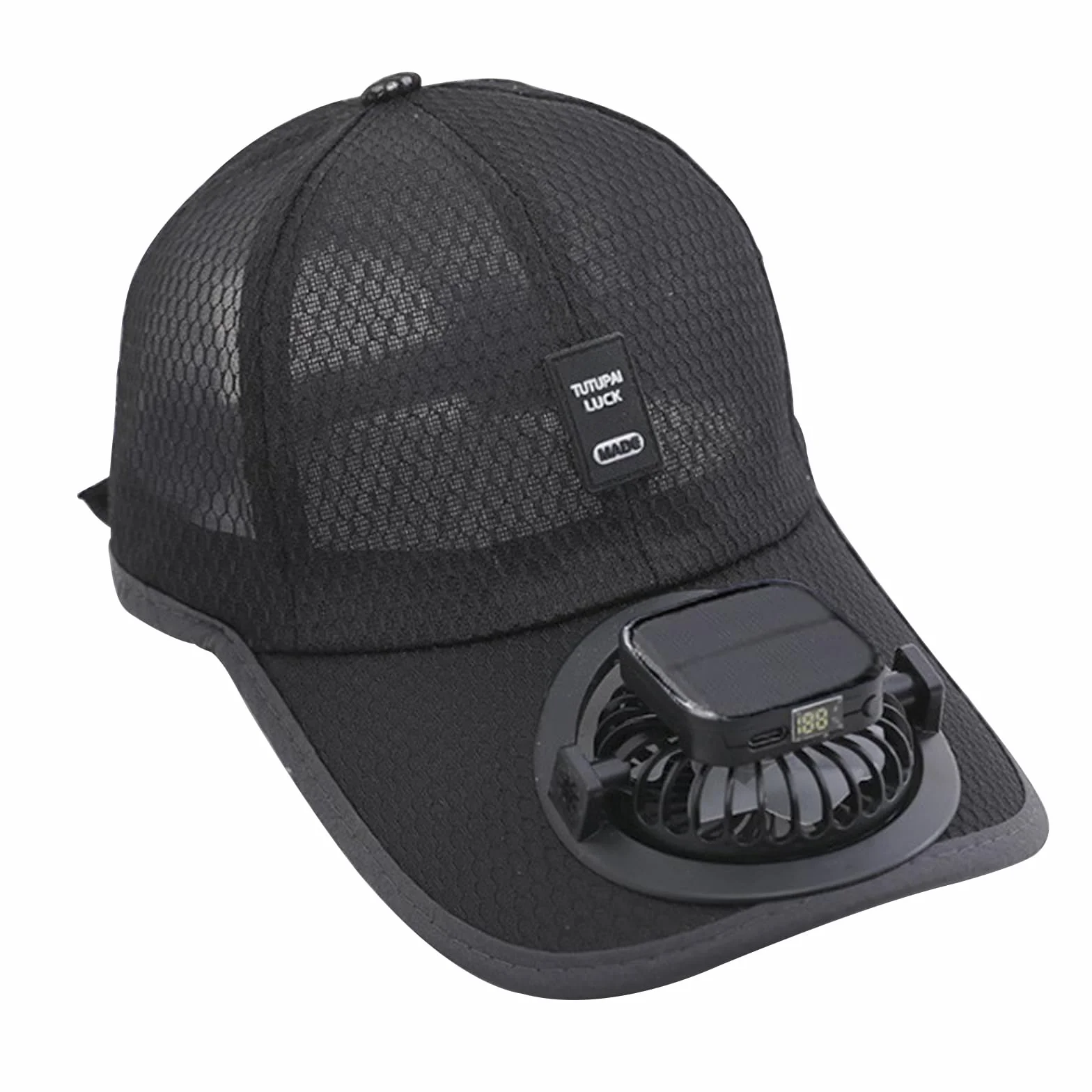 TINAYAUE Cappellino da baseball con ventilatore (solare + USB) + display + 3 velocità | Cappello visiera robusto | Maglia traspirante & stile berretto classico per esterno