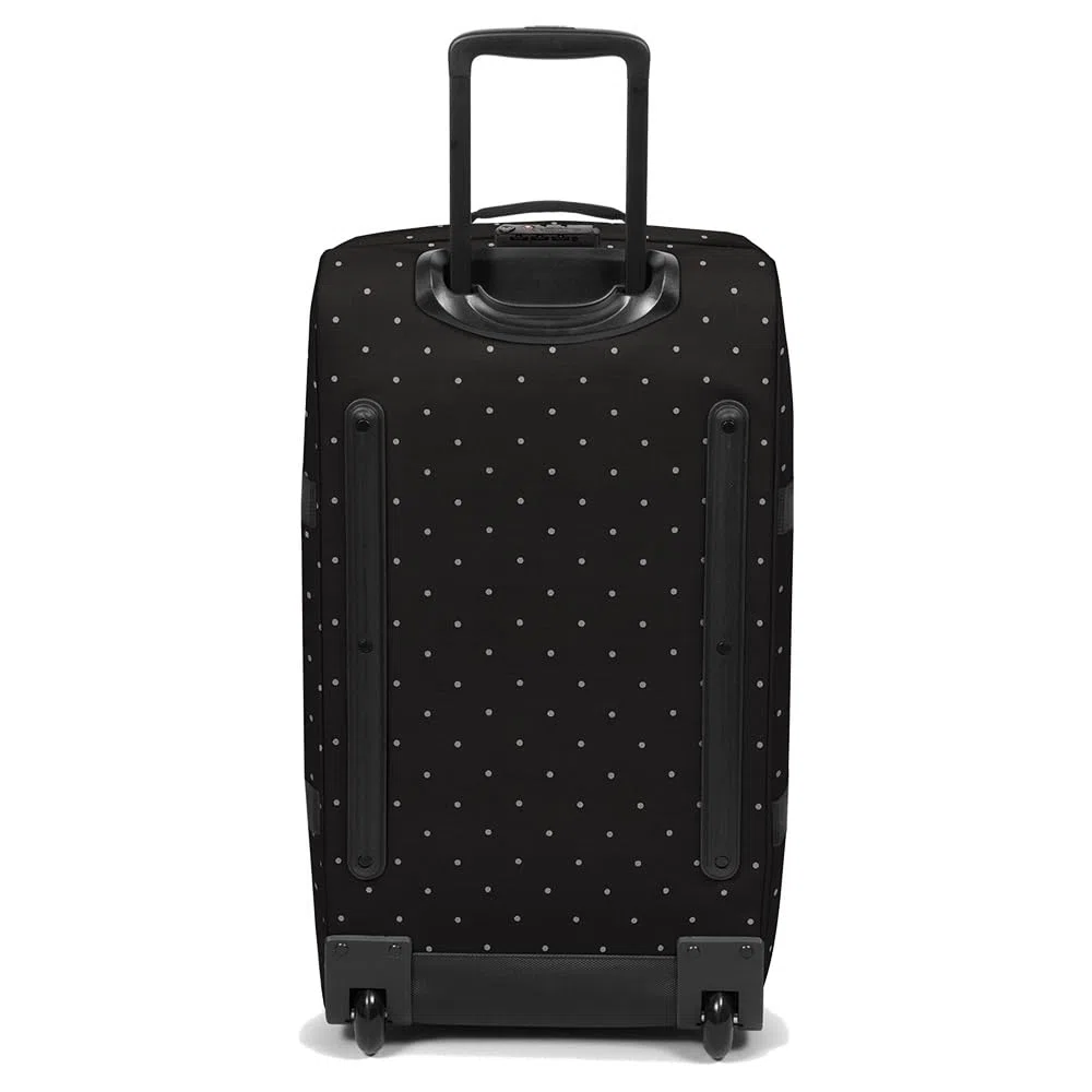Eastpak Tranverz M Valigia Media 78L (67 x 35,5 x 30 cm), Bagaglio a Ruote, Valigia Leggera e Resistente con Doppio Scomparto, Manico Telescopico e Serratura TSA - DOTS BLACK SILVER