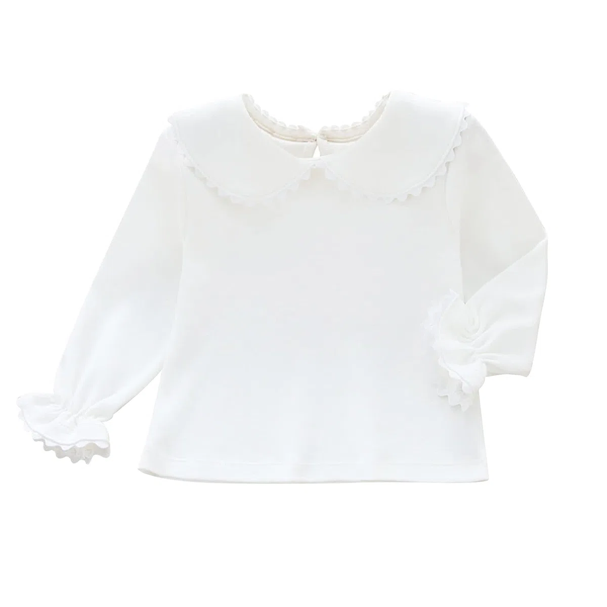 Bebè Bambino Bambina Ragazze Cotone Manica Lunga Camicia Peter Pan Colletto Chiusura con Bottoni Indietro Morbide Magliette Traspiranti Camicette per 0-2 Anni - Taglia 56/62/68/74/80/86/92 0-24M