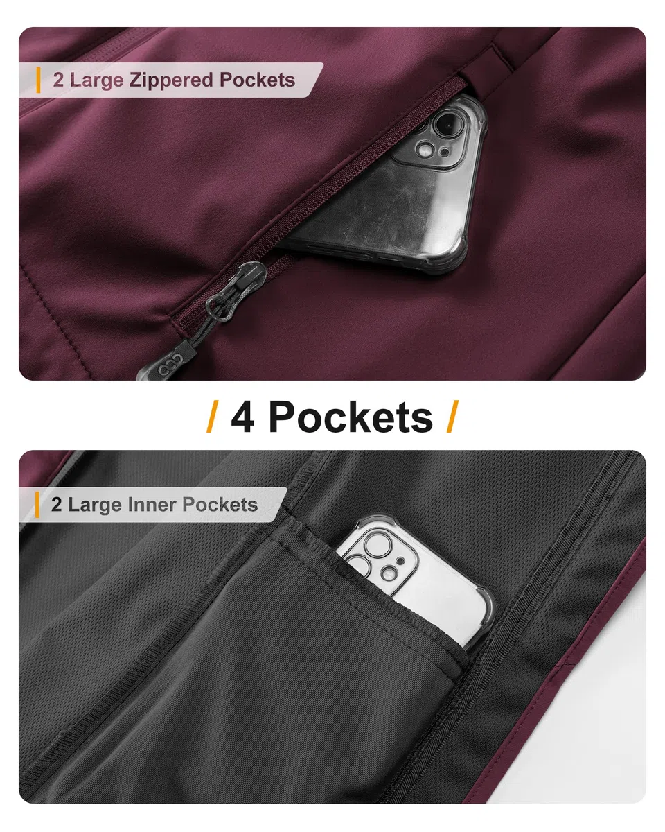 33,000ft Giacca softshell da donna, impermeabile, antivento, traspirante, da corsa, leggera, con cappuccio, per corsa, ciclismo, escursionismo, primavera, autunno