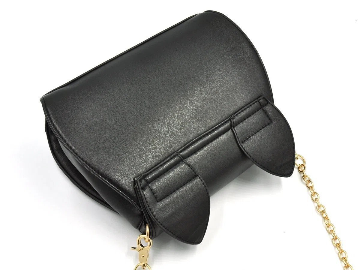 Tracolla Singola Messenger,Lato Orecchie di Gatto Carine con Segno di Luna Borsa a Spalla Donna(Nero)