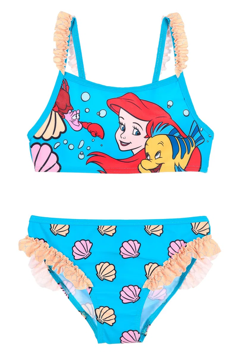 Disney Bikini Bambina Ariel e Vaiana Costume da Bagno Due Pezzi Principesse, Costume Mare Bambina 3-8 Anni, Elasticizzato Asciugatura Rapida Piscina Estate