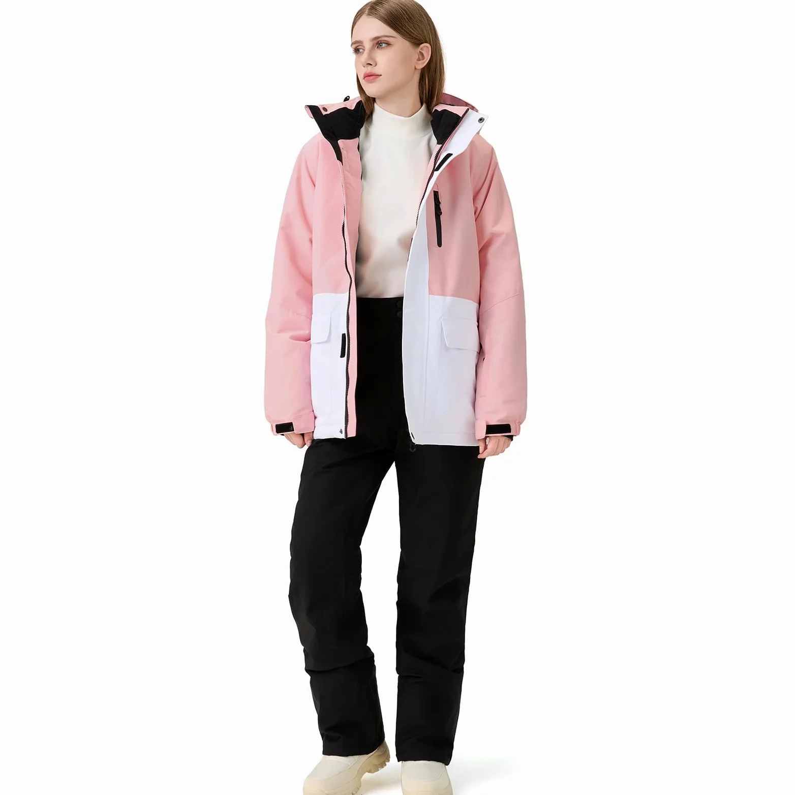 HOTIAN Giacca da sci da donna, 2 pezzi, set da sci da donna, impermeabile, antivento, invernale, caldo, sci, neve, set da snowboard