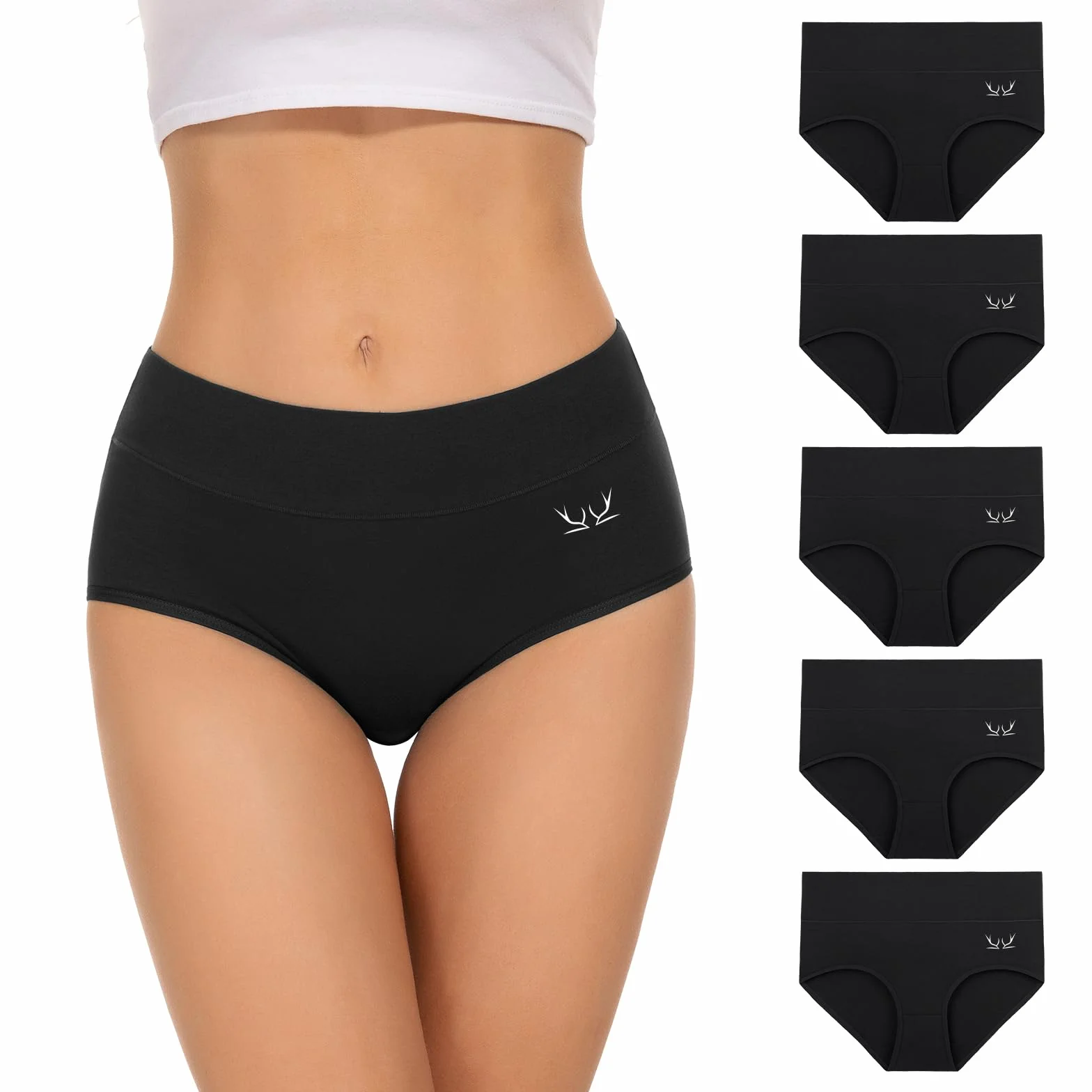 TANSTC Mutande Slip Donna Cotone Vita Alta Culotte Donna Comode Elasticizzato Sexy Intimo, Pacco da 5