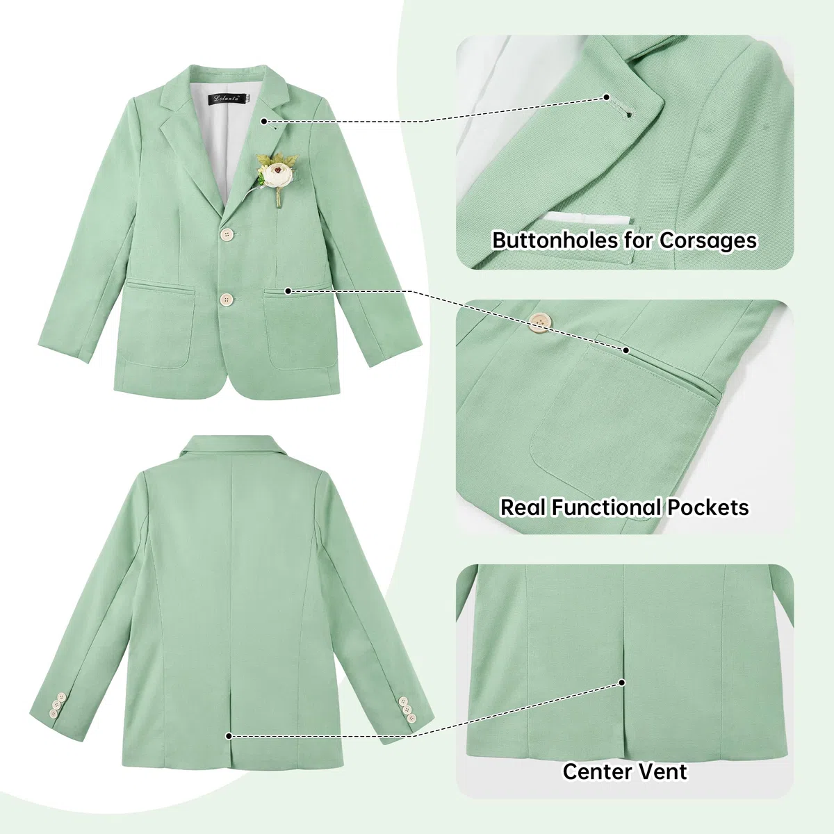 LOLANTA 2 Pezzi Completo Giacca e Pantaloni in Lino per Bambino, Abito Cerimonia Elegante Bambino, Ragazzi Paggetto Matrimoni Battesimo Abito in Lino Suit Set, Giacca+Pantaloni