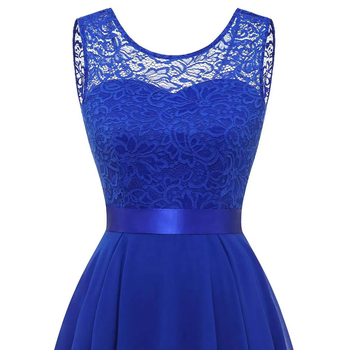 Abito Elegante Donna Vestito Cerimonia con Pizzo Senza Maniche Tinta Unita, Abito Elegante Vestiti Estivi Corti Leggero Vita Alta Linea A Vestitino Mare da Spiaggia Festa Matrimonio Cocktail Party