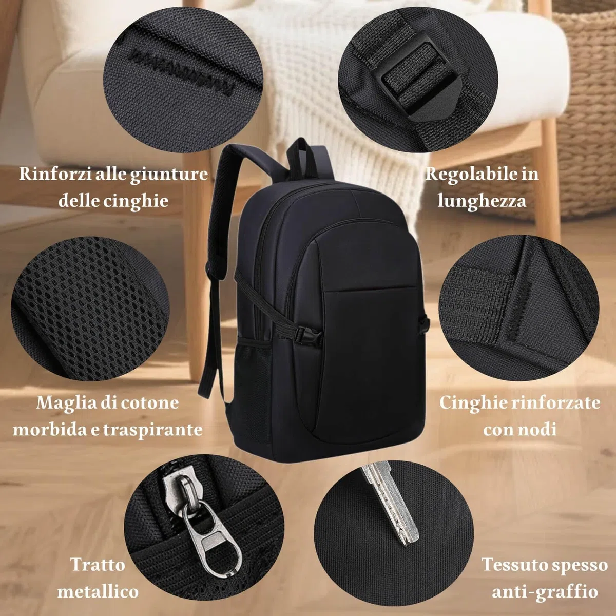 Zaino Da Viaggio, 20-35L Zaino Scuola, Zaino Università Per Laptop Da 18 Pollici, Zaino Uomo, Ideale Per Viaggi, Lavoro, Scuola Ed Escursioni, Per Ragazzi e Ragazze, Nero