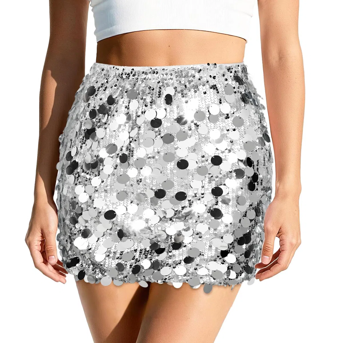 VONMELLI Gonna Paillettes da Donna Minigonna Sexy e Scintillante Gonna Donna Aderente Elasticizzata con Glitter per Una Serata Fuori o Una Festa