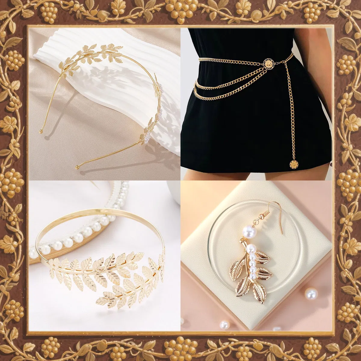 Accessori per costume della dea greca donna costume greco foglia corona orecchini cintura per cosplay accessori festa
