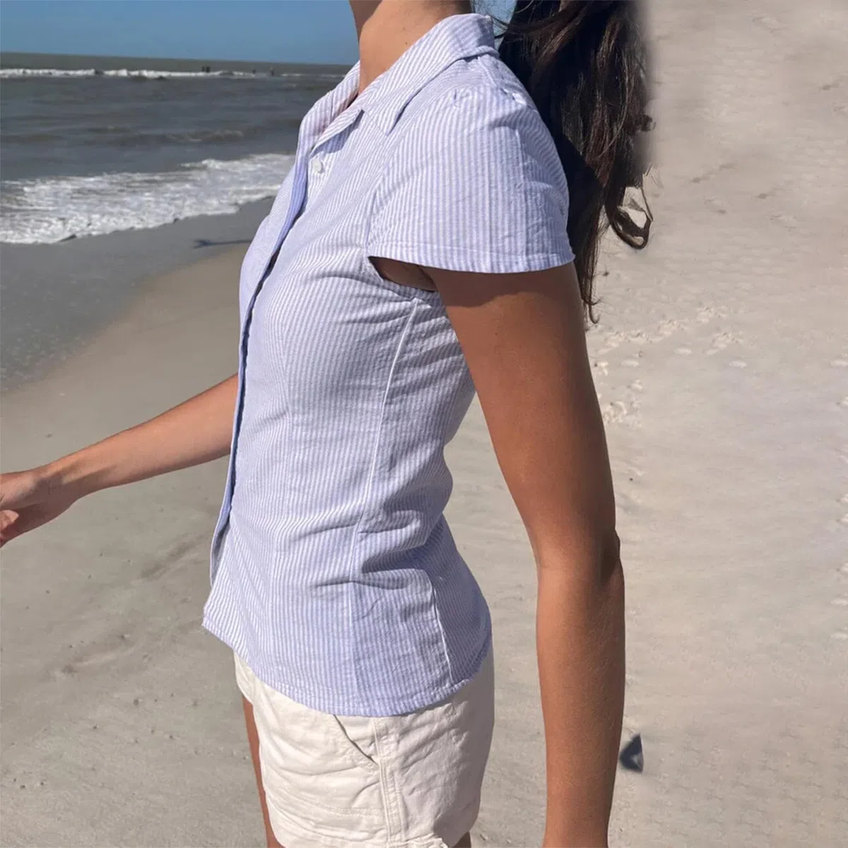 Camicia da donna Y2k a maniche corte con bottoni a quadri coquette top estivi retrò a quadretti camicetta slim fit crop top
