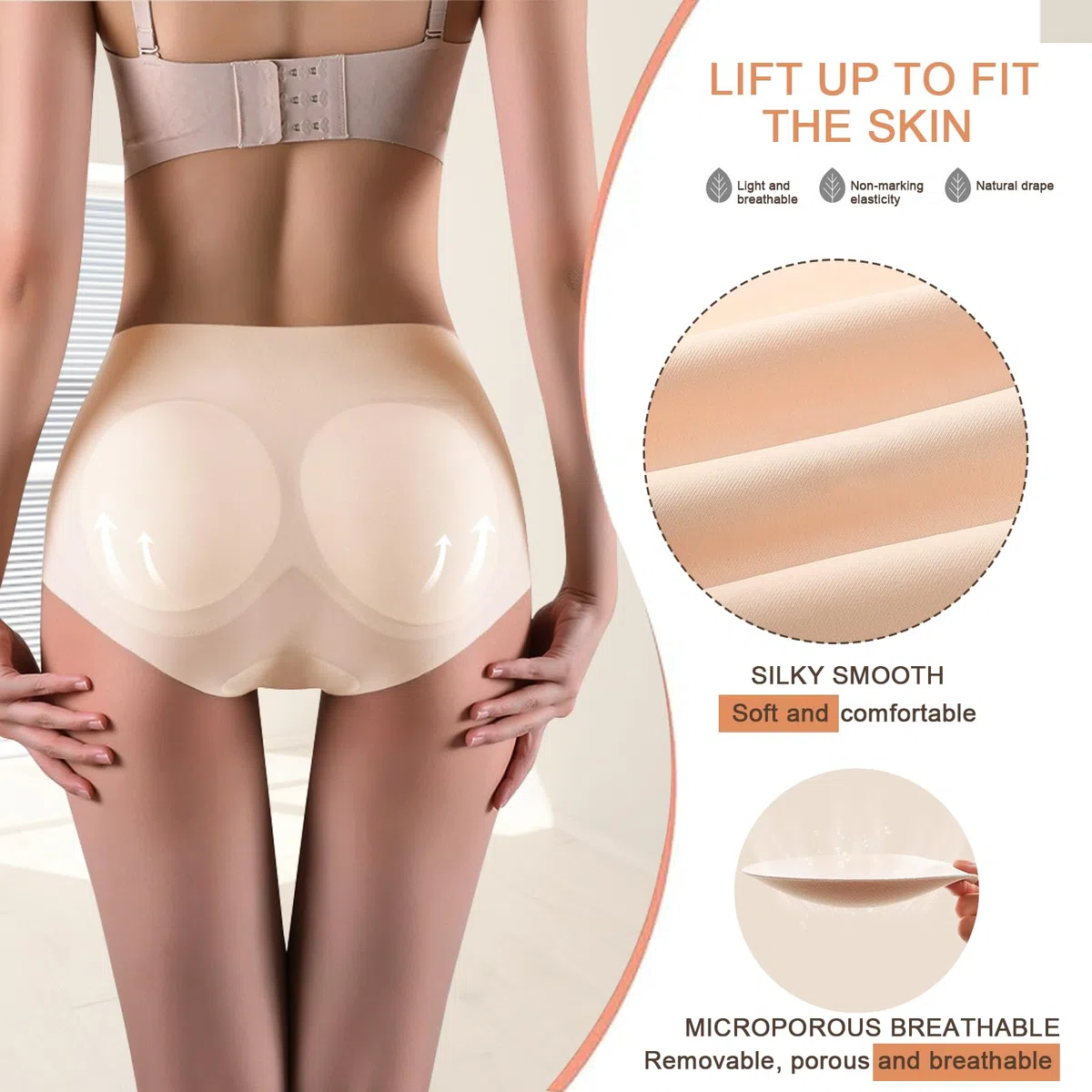 Mutande Imbottite da Donna Mutande Push Up Glutei Hip Enhancer Butt Lifter Shapewear Intimo Senza Cuciture Modellante Pancera Contenitiva con Cuscinetti Rimovibili Elastica Pantaloni