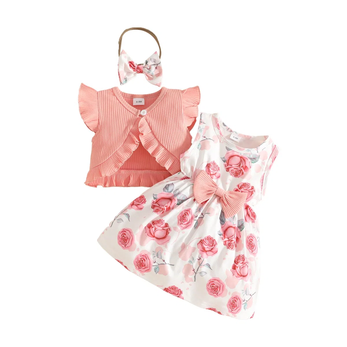 Vestitino Bambina con Cardigan a Balze Top a Farfalla Abito Floreale Quadri Abbigliamento Estivo Bambina