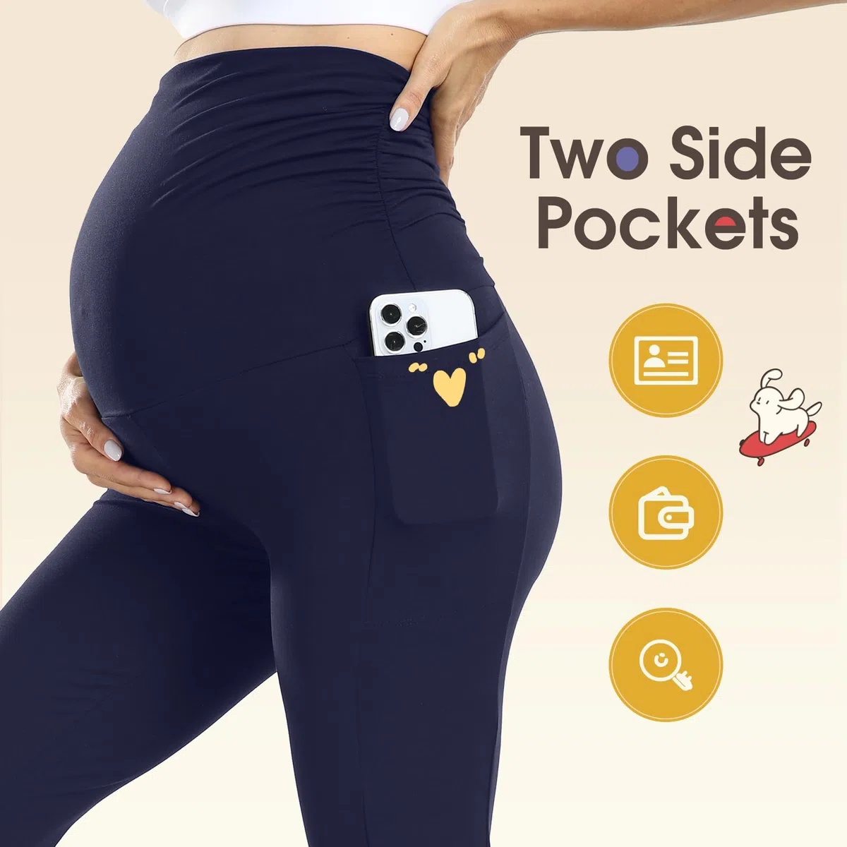 Ymmott Leggings Premaman da Donna a Vita Alta con Tasche Opachi Leggins per Gravidanza Elasticizzati per Donne Incinte Pantalone Premaman