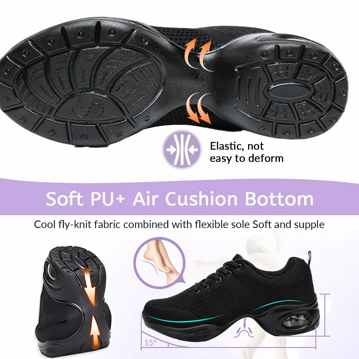 Hixingo Scarpe da Ballo Sportive Donna Fitness Ginnastica Sneakers Scarpe da Running Casual Traspirante Antiscivolo Jazz Moderno Comode Classiche Scarpe Danza Sneakers