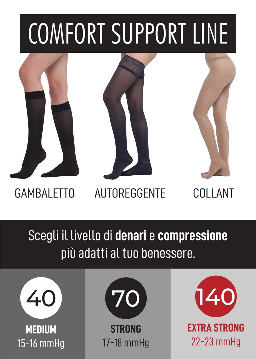 BeOnTop Collant Compressione Graduata Donna 70 Denari - Calze Compressione Graduata Donna 17-18 mmHg, Calze Elastiche a Compressione Graduata Comfort Support, Collant Donna by Gambetti - Made in Italy