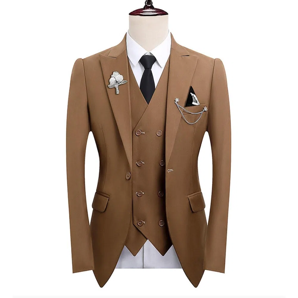 DAIHAN Abito da Uomo 3 Pezzi Completo Eleganti Completo Formale e Slim Fit Blazer Gilet Pantaloni per Matrimonio Cerimonia Lavoro Business Autunno Primavera