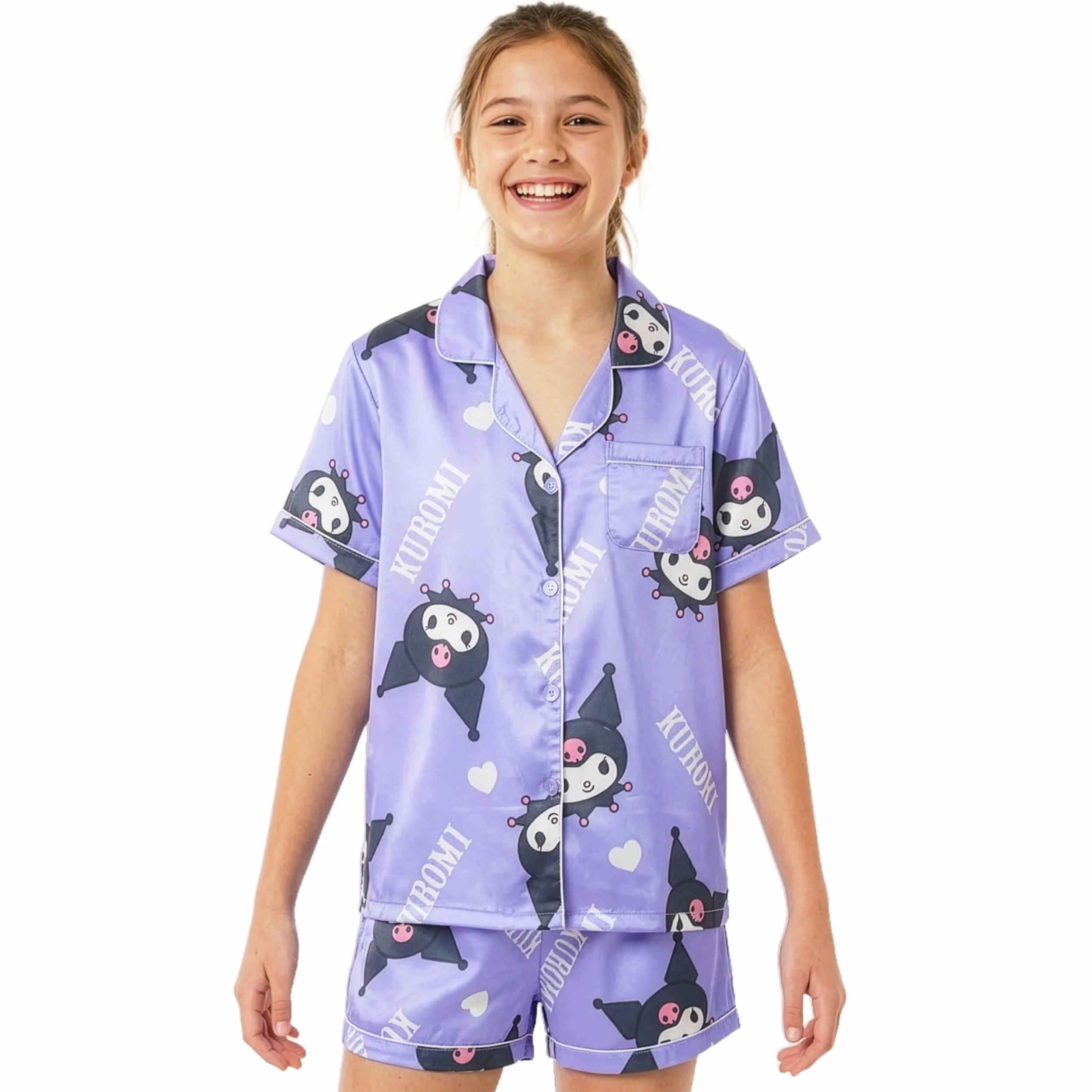 Get Trend Hello Kitty Kuromi Cinnamoroll | Pusheen Pigiama Corto Bambina, Set Pigiami con Maglietta Corta Ragazza e Pantalone, Regali Bambina