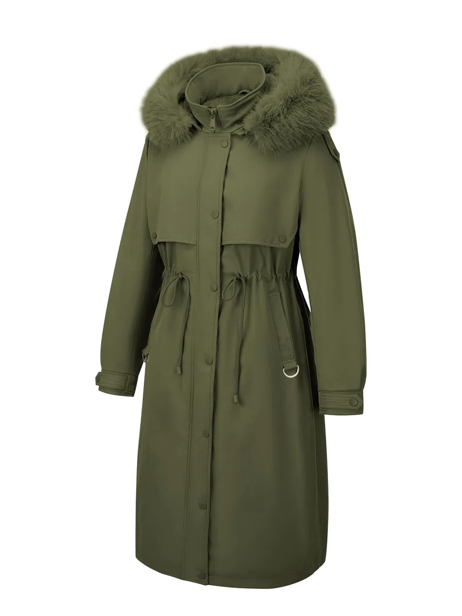 Giolshon Giacche reversibili da donna in pelliccia sintetica e lucida Piumino con cappuccio resistente all'acqua Lunghezza media