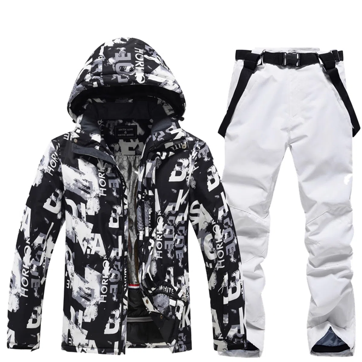 Generisch Tuta da sci da uomo, set da 2 pezzi, impermeabile, con cappuccio, da snowboard, antivento, da sci, da uomo, per lo sport, da sci, per l'inverno, da sci e da neve