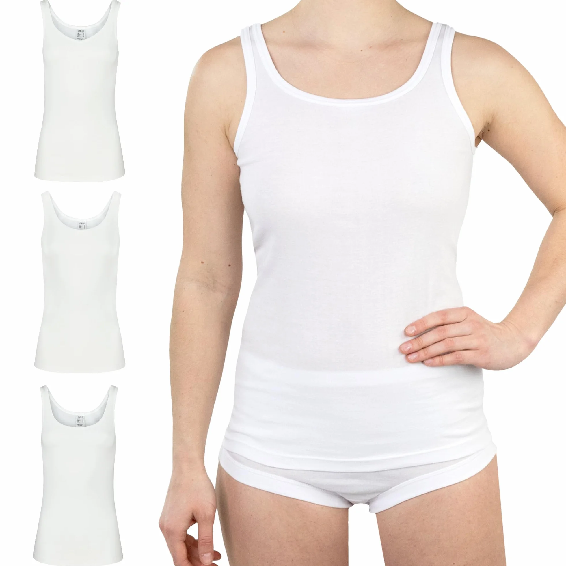 SES Maglietta Intima da Donna Confezione da 3 in 100% Cotone